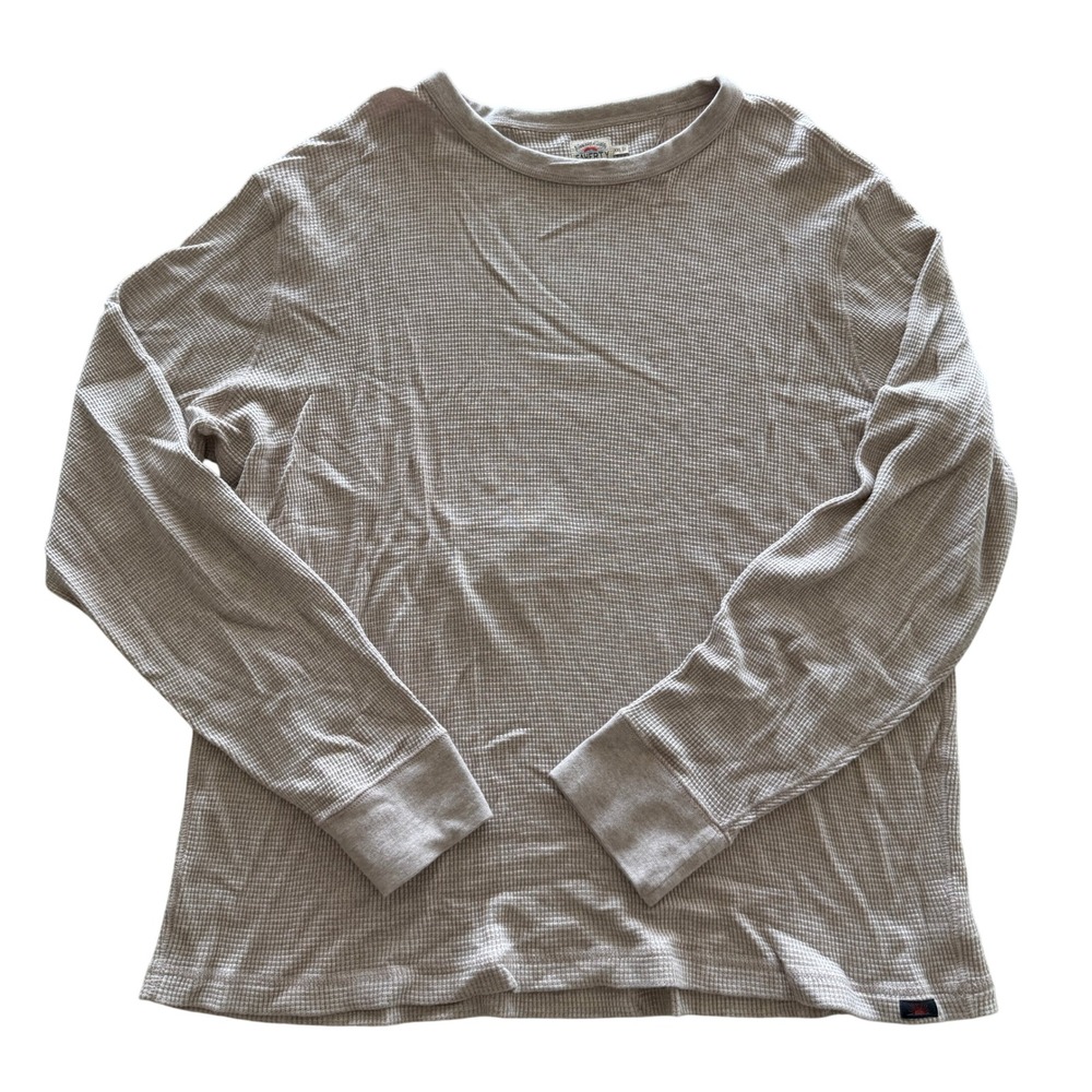 Faherty Brand Mens XXL Waffle Knit Thermal Long Sleeve Shirt Beige Pima Modal